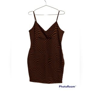 Wild Fable dress  XL stretch 95%cotton/5%spandex brown and black checked pattern